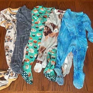 Premium Brand Bamboo Footie Pajamas and Sleepers - Bundle of 5; Size 0-3 Months